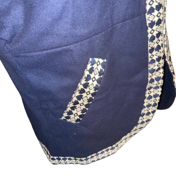 NWT KISUA AFRICA WOMEN’s Size Large Zip Front Short Sleeve Navy And Cream - Picture 3 of 8